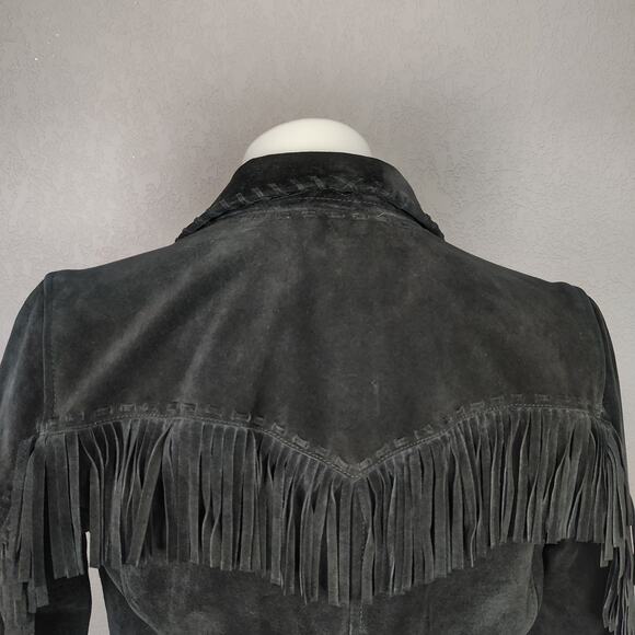 LRL Lauren Jeans Co Ralph Lauren Black Suede Fringe Western Jacket Size 4 - Picture 12 of 17